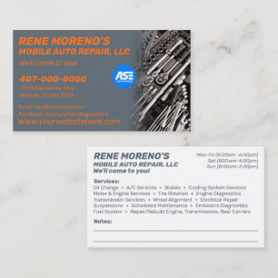 Mobile Automobile Car Repair Mechanic 2 Sided Busi Business Card