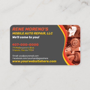 Mobile Automobile Car Repair Mechanic 2 Sided Business Card