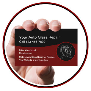 Mobile Automotive Glass Repair Services Business Card