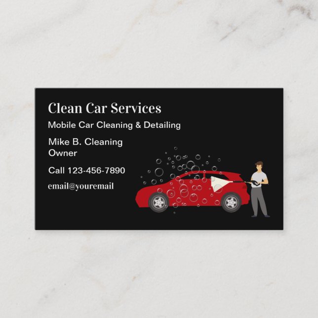 Mobile Car Detailing And Cleaning  Business Card (Front)