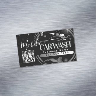 Mobile Car Wash Detail - Business Logo QR Code B Magnetic Business Card