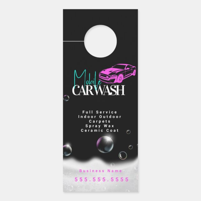 Mobile Car Wash Detailing Door Hanger (Front)