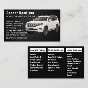 Mobile Car Wash & Detailing Pressure black leather Business Card