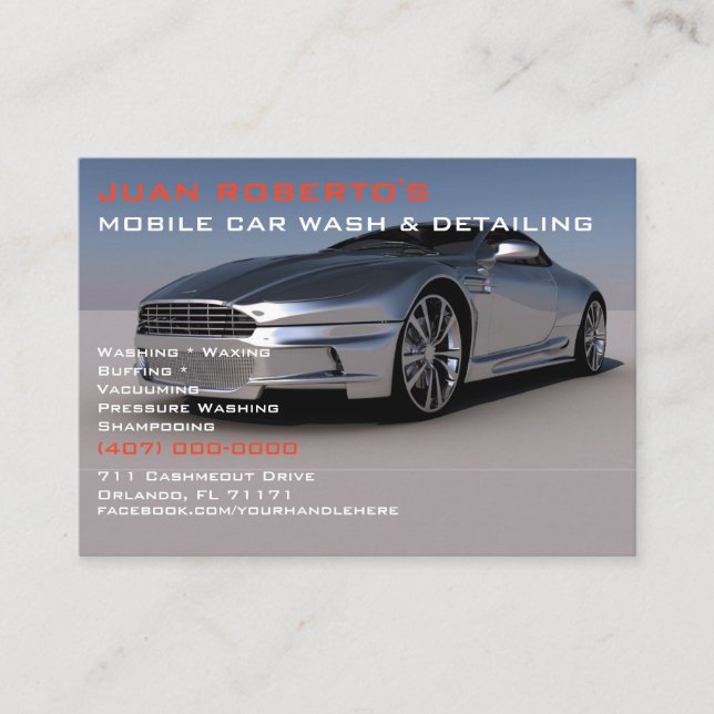 Mobile Car Wash Detailing Pressure Washing  Business Card (Front)