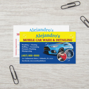 Mobile Car Wash & Detailing - Pressure Washing Tem Business Card