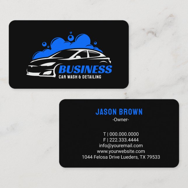 Mobile Detailing Water Drop Car Wash Business Card (Front/Back)