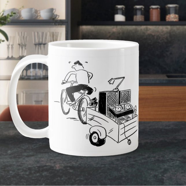 Mobile DJ Cartoon Coffee Large Coffee Mug (Mobile DJ Mug - Large)
