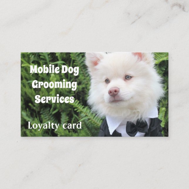Mobile Dog Pet Grooming Service Business Loyalty Card (Front)