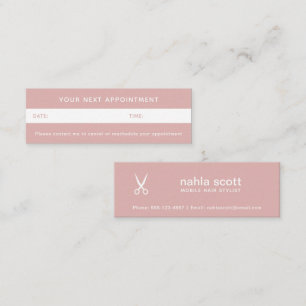 Mobile Hair Stylist Scissors Dust Pink Appointment Mini Business Card