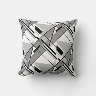 Mobile in Grey White Black Geometric Shapes Motif Throw Pillow