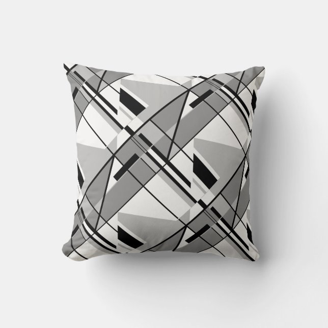 Mobile in Grey White Black Geometric Shapes Motif Throw Pillow (Front)