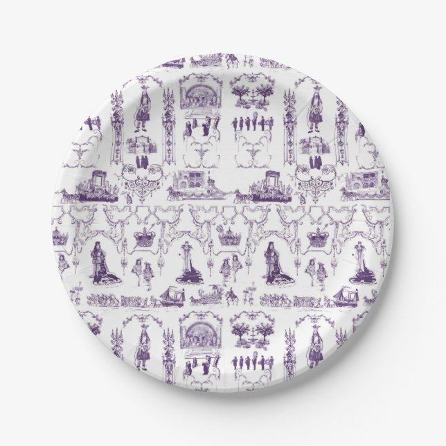 Mobile Mardi Gras Toile Paper Plate (Front)