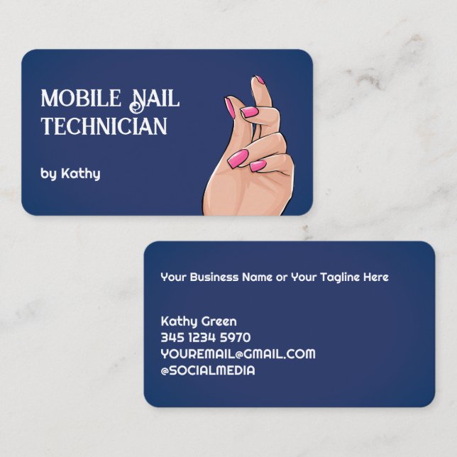 Mobile Nail Technician Business Card (Front/Back)