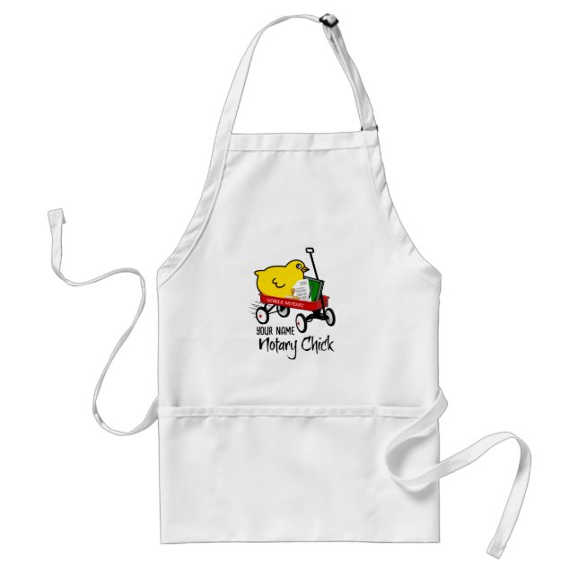 Mobile Notary Chick Red Wagon Customized Name Standard Apron (Front)
