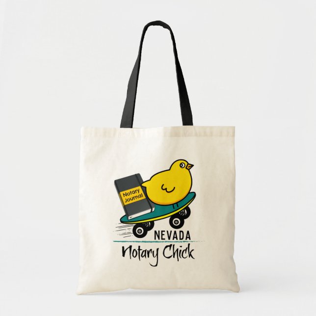 Mobile Notary Chick Riding Skateboard Nevada Tote Bag (Front)