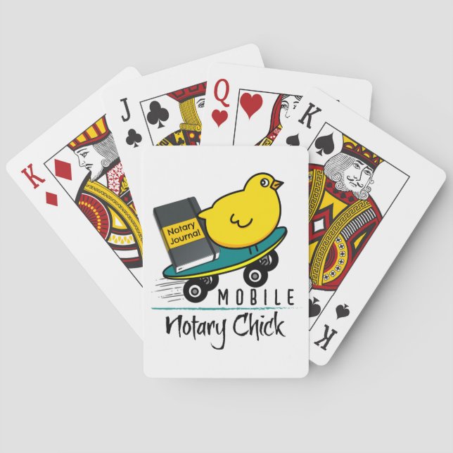 Mobile Notary Chick Riding Skateboard with Journal Playing Cards (Back)