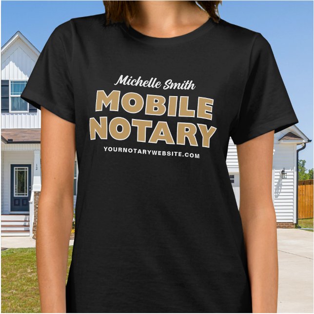 Mobile Notary Gold Black Personalized Name T-Shirt (Creator Uploaded)