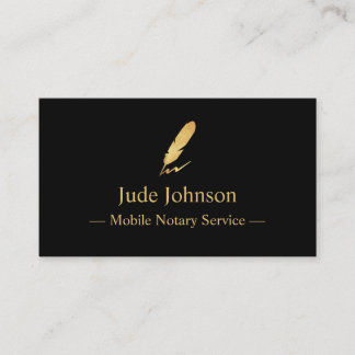 Mobile Notary Gold Feather Logo Business Card