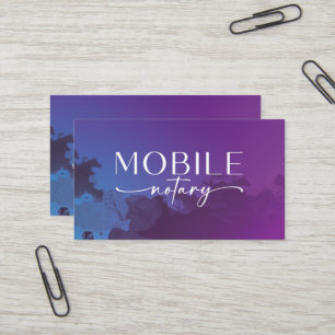 Mobile Notary Hand Lettering Purple Business Card