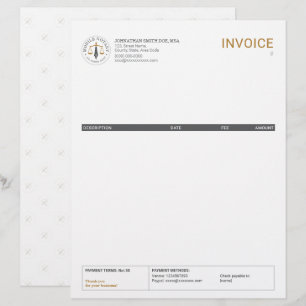Mobile Notary Legal Signing Grey Gold Invoice Letterhead