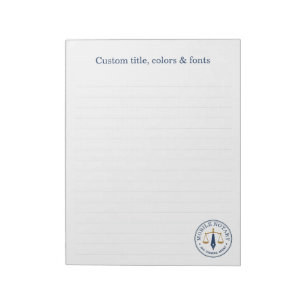 Mobile Notary Legal Signing Navy Blue Gold Lined Notepad