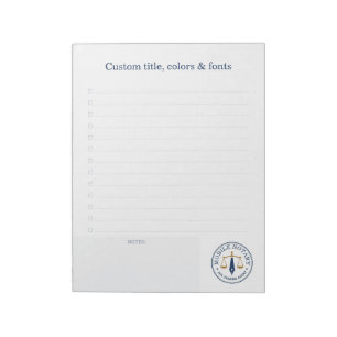 Mobile Notary Legal Signing Navy Gold Checklist Notepad