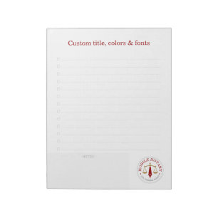 Mobile Notary Legal Signing Red Gold Checklist Notepad