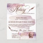 Mobile Notary & Loan Signing Agent Blush Pink Flye Flyer<br><div class="desc">A modern,  stylish mobile notary flyer with calligraphy script typography and feather pen with blush pink background.  Ideal for notary,  professionals,  lawyers,  loan agents,  mortgage agents... . add your photo</div>