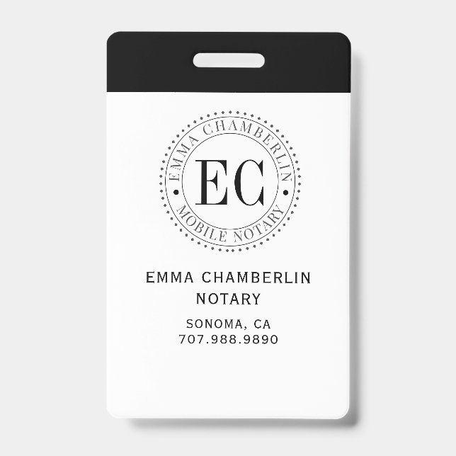 Mobile Notary Public Badge (Front)