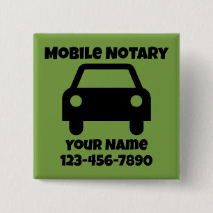 Mobile Notary Public Car Symbol 2 Inch Square Button