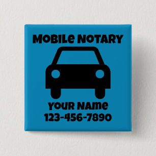 Mobile Notary Public Car Symbol 2 Inch Square Button