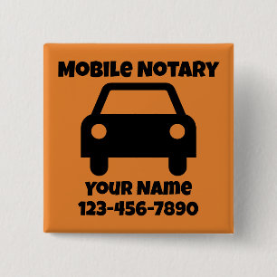 Mobile Notary Public Car Symbol Customized 2 Inch Square Button