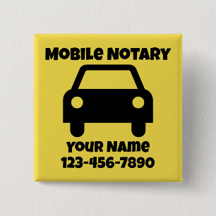 Mobile Notary Public Car Symbol Customized 2 Inch Square Button