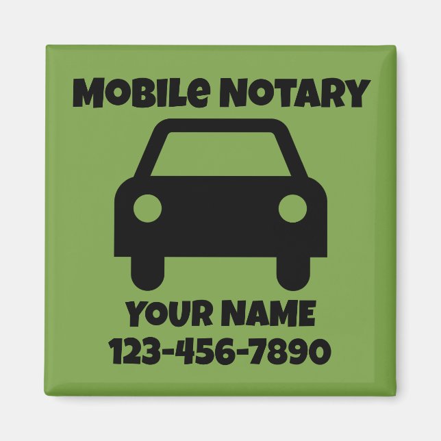Mobile Notary Public Car Symbol Customized Magnet (Front)