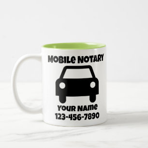 Mobile Notary Public Car Symbol Customized Two-Tone Coffee Mug