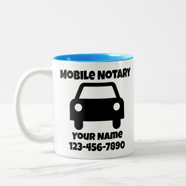 Mobile Notary Public Car Symbol Customized Two-Tone Coffee Mug (Left)