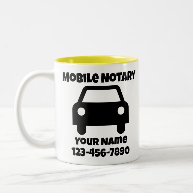Mobile Notary Public Car Symbol Customized Two-Tone Coffee Mug (Left)