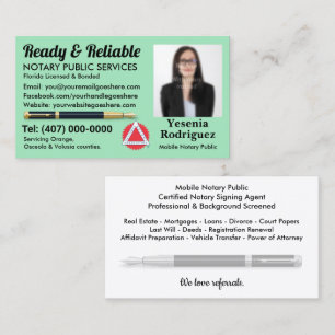 Mobile Notary Public Customizable Photo Business C Business Card