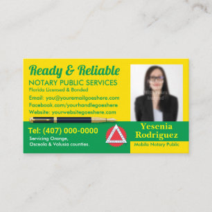 Mobile Notary Public Customizable Photo Business C Business Card