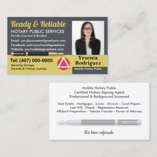 Mobile Notary Public Customizable Photo Business C Card