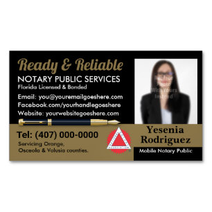 Mobile Notary Public Customizable Photo Business C Magnetic Business Card