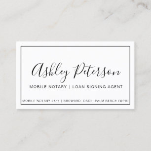 Mobile Notary public frame typography minimalist Business Card