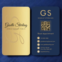 Mobile Notary Public Gold Navy Blue QR Code