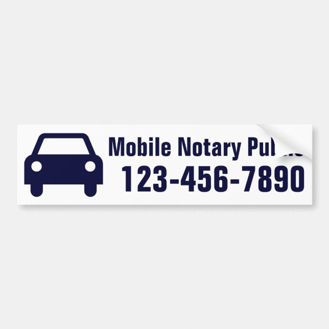 Mobile Notary Public Phone Number Customized Bumper Sticker (Front)