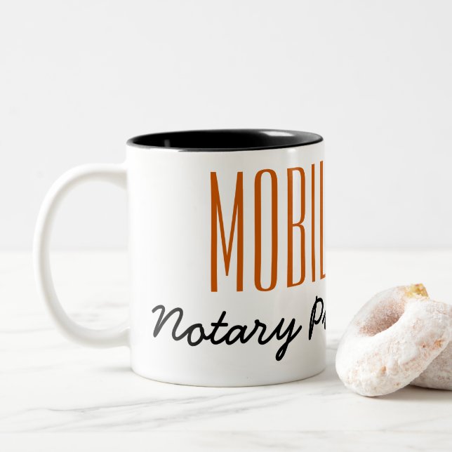 Mobile Notary Public Poised Pen Customizable Two-Tone Coffee Mug (With Donut)