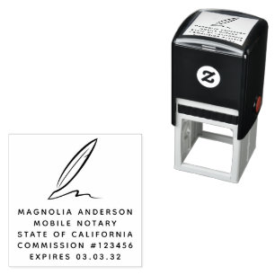 Mobile Notary Public Quill   Self-inking Stamp