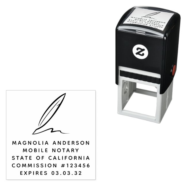 Mobile Notary Public Quill   Self-inking Stamp (In Situ)
