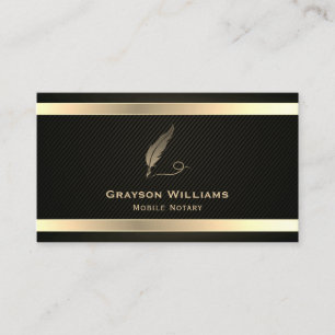 Mobile Notary Quill QR Code Gold Black  Business Card
