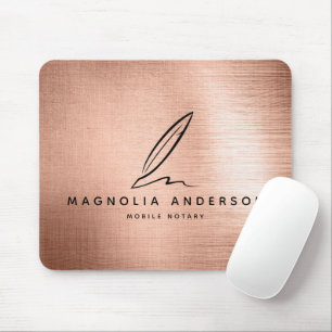 Mobile Notary Quill Rose Gold Brushed Metal Mouse Pad
