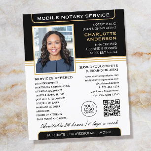 Mobile Notary Service Flyers Classic Black Gold